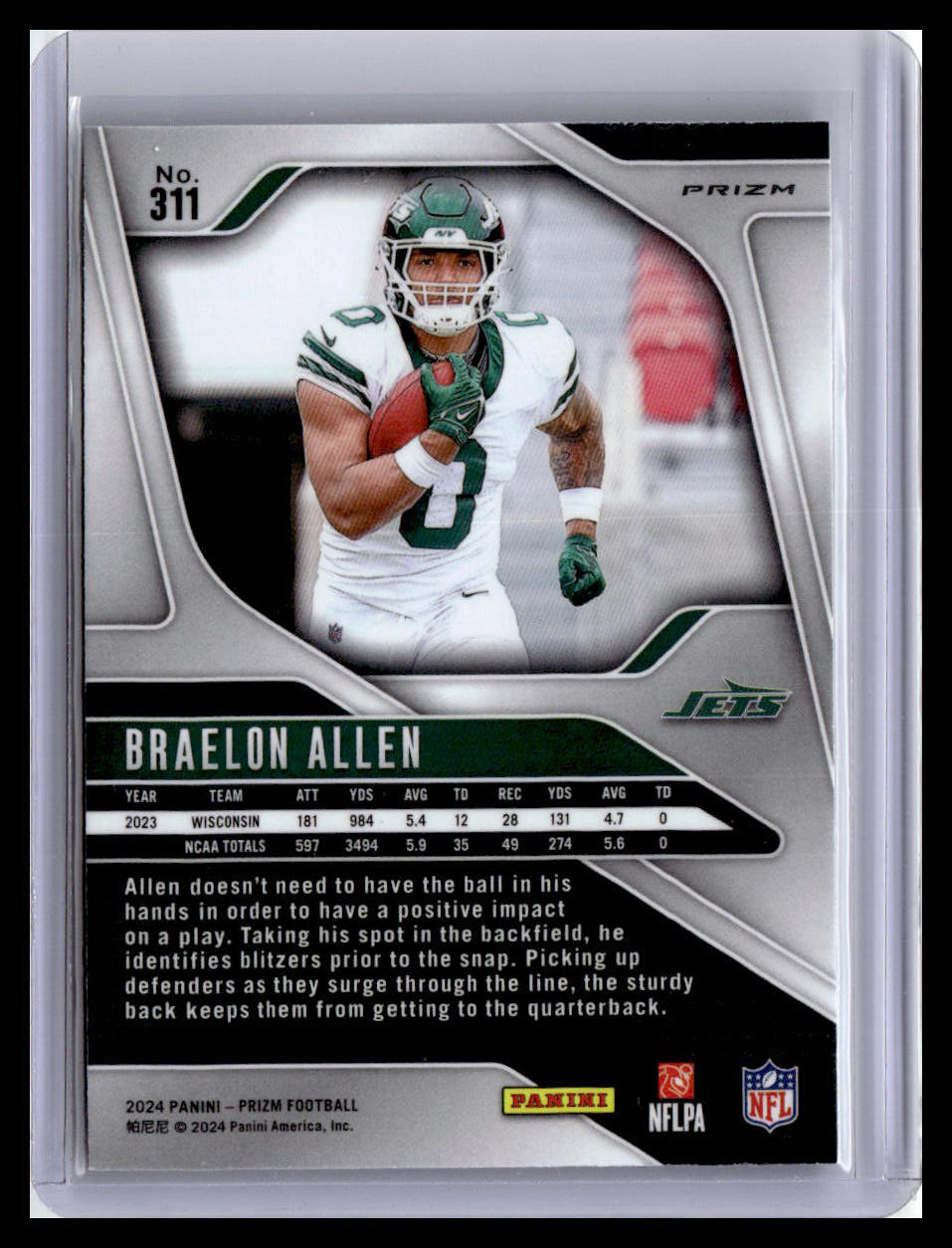 2024 Panini Prizm #311 Braelon Allen Pink Wave