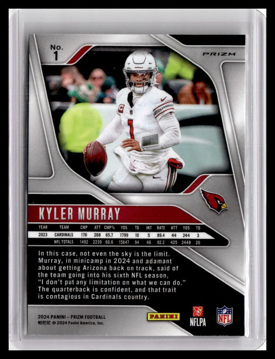 2024 Panini Prizm Deca #1 Kyler Murray Silver Prizms