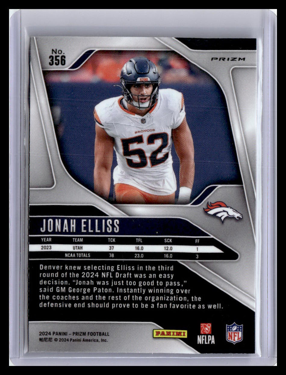 2024 Panini Prizm #356 Jonah Elliss Silver