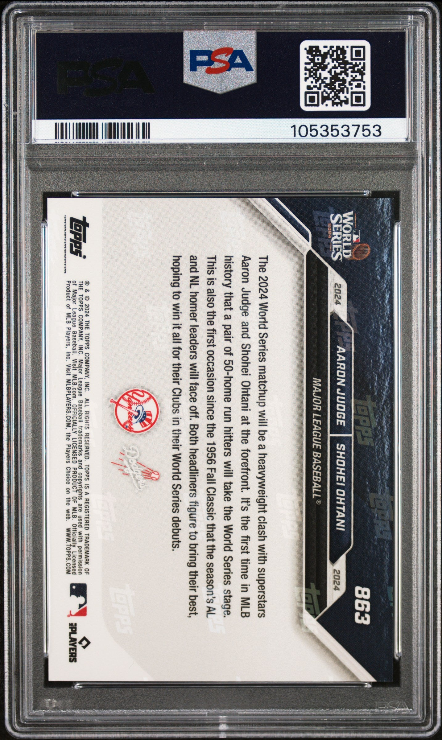 2024 Topps Now #863 Judge/Ohtani PSA 10