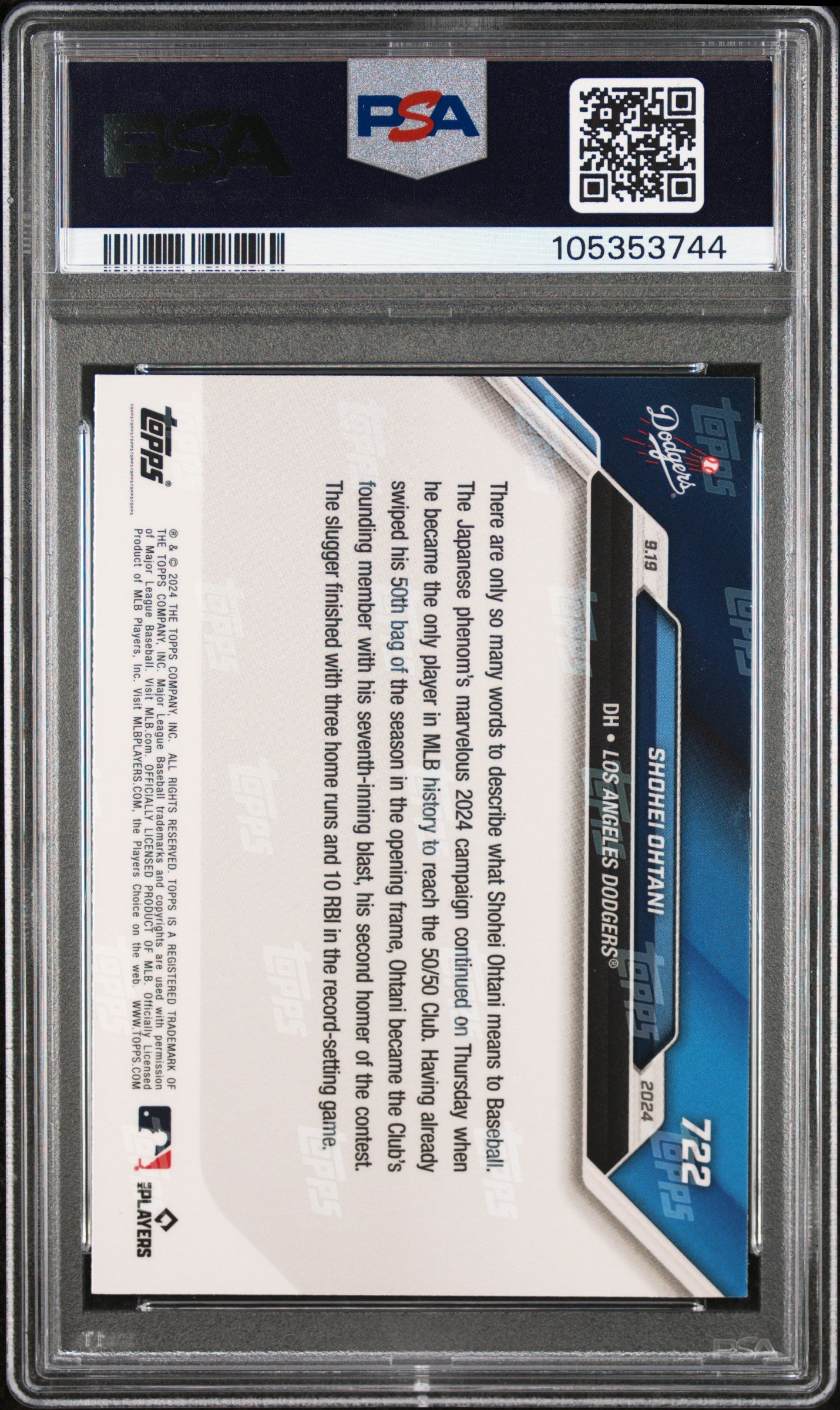 2024 Topps Now #722 Shohei Ohtani PSA 5