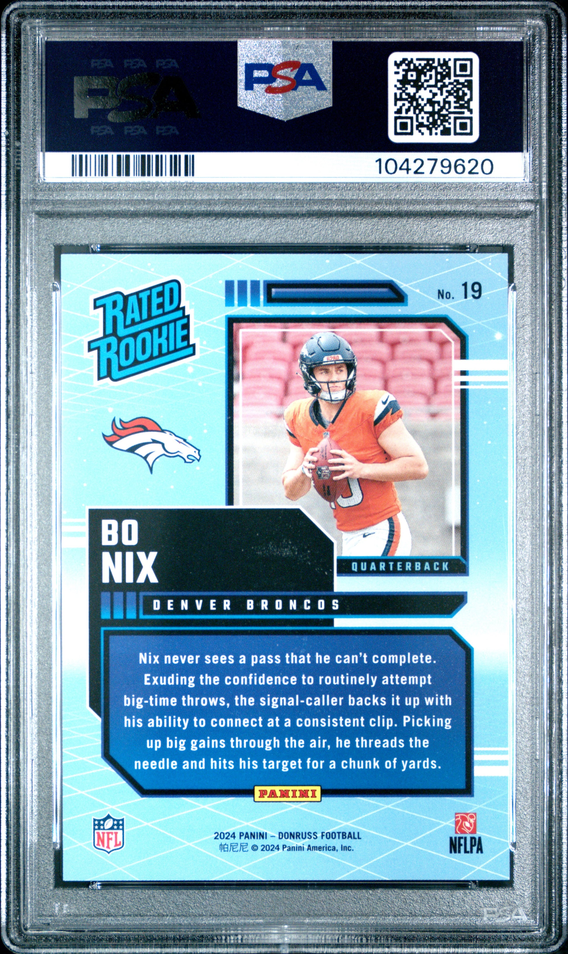 2024 Panini Donruss Rated Rookies Retro #19 Bo Nix PSA 10