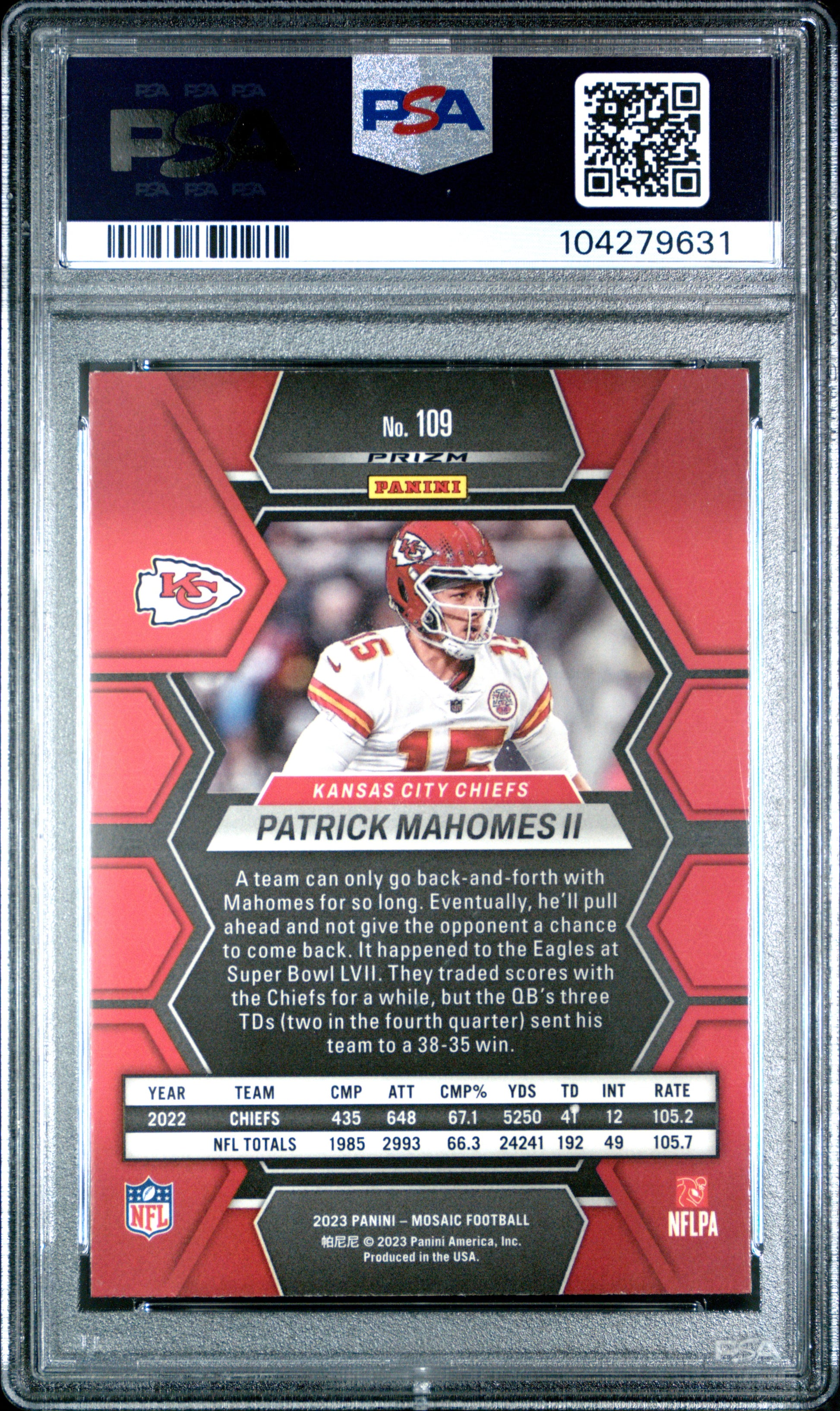 2023 Panini Mosaic #109 Patrick Mahomes Ii Green PSA 10