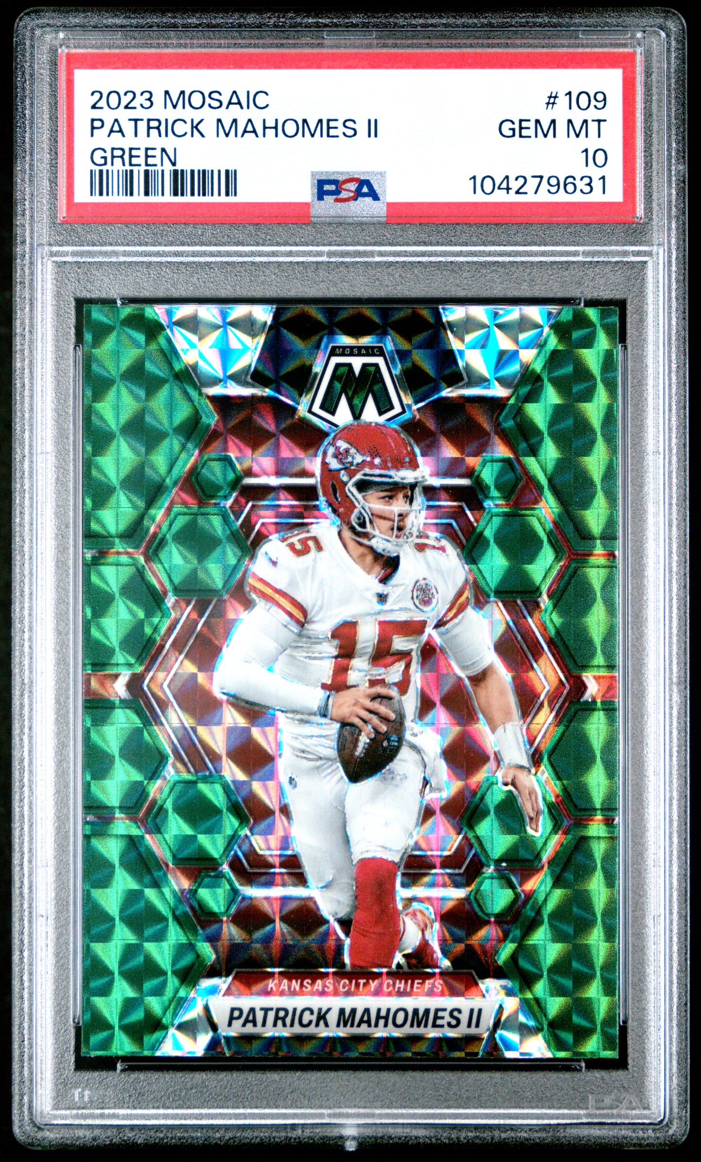 2023 Panini Mosaic #109 Patrick Mahomes Ii Green PSA 10