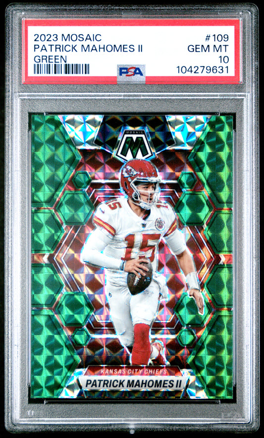 2023 Panini Mosaic #109 Patrick Mahomes Ii Green PSA 10