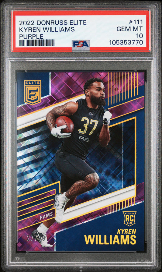 2022 Panini Donruss Elite #111 Kyren Williams Purple PSA 10