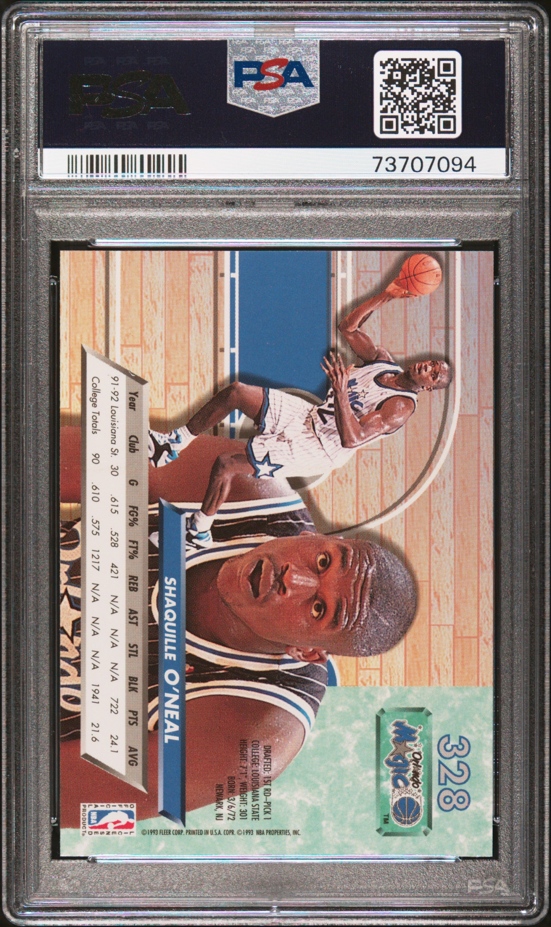 1992 Ultra #328 Shaquille O'Neal PSA 9