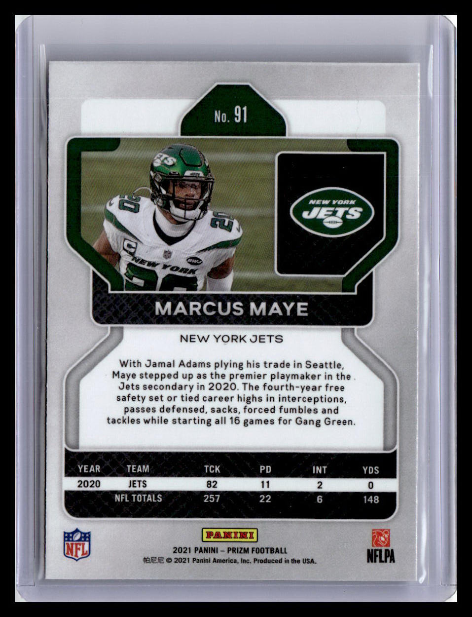 2021 Panini Prizm #91 Marcus Maye