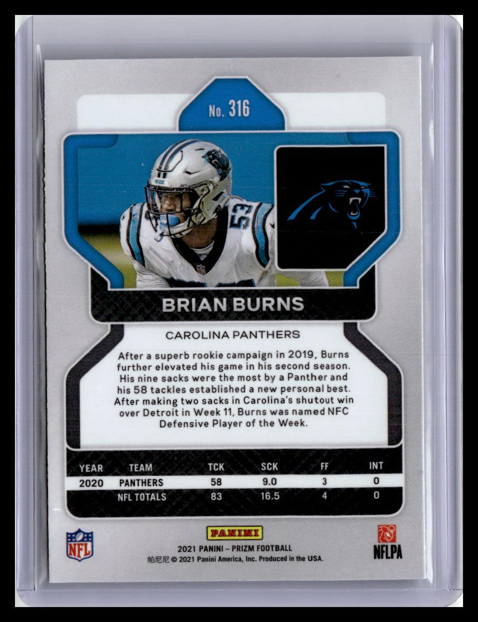 2021 Panini Prizm #316 Brian Burns