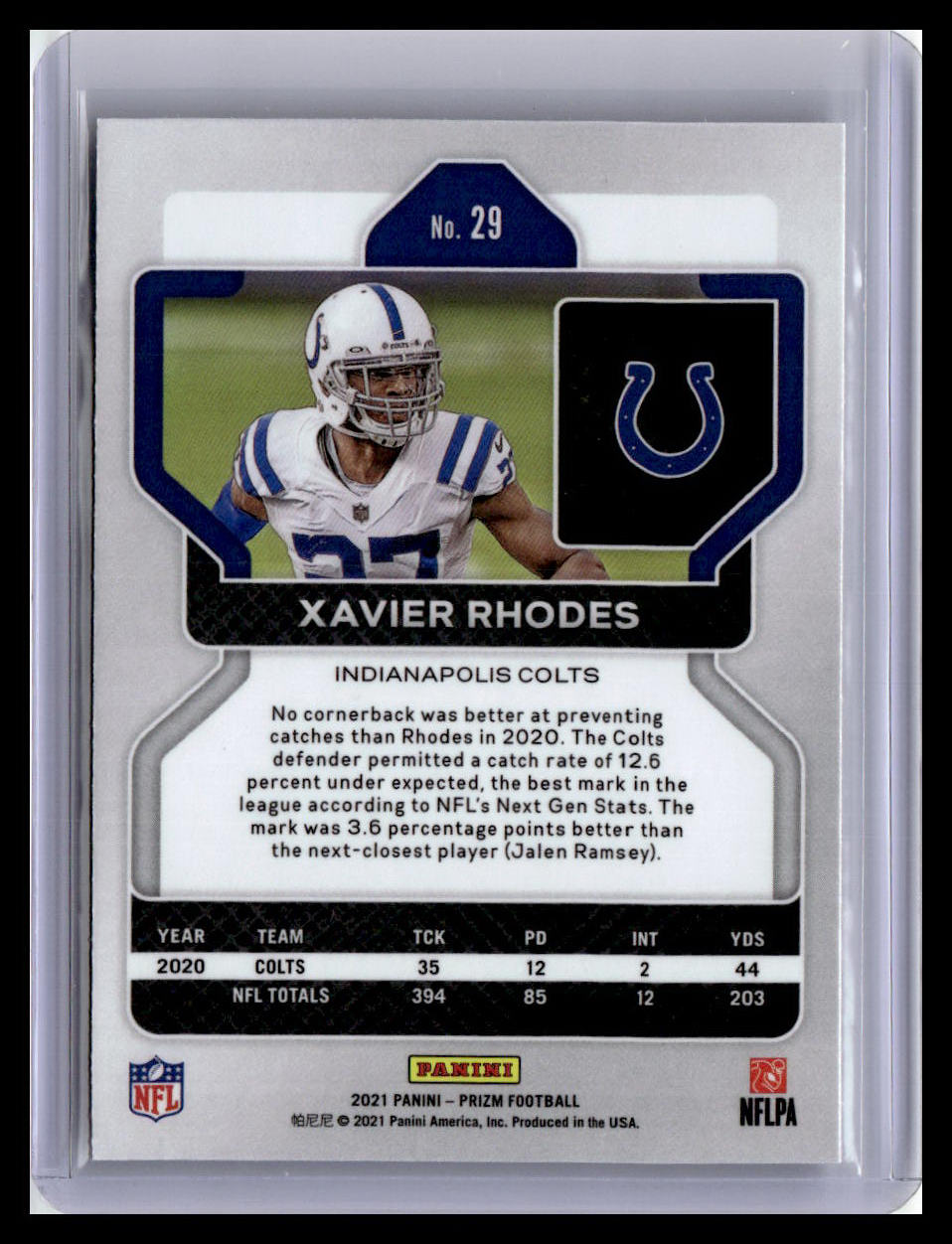2021 Panini Prizm #29 Xavier Rhodes Silver