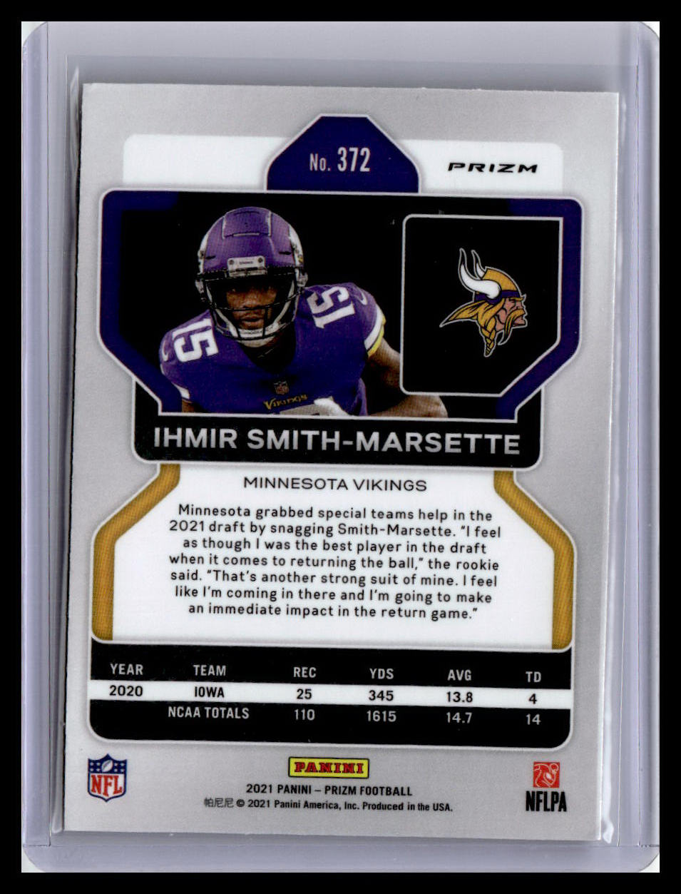 2021 Panini Prizm #372 Ihmir Smith-Marsette Disco
