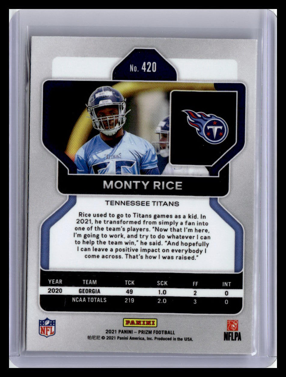 2021 Panini Prizm #420 Monty Rice