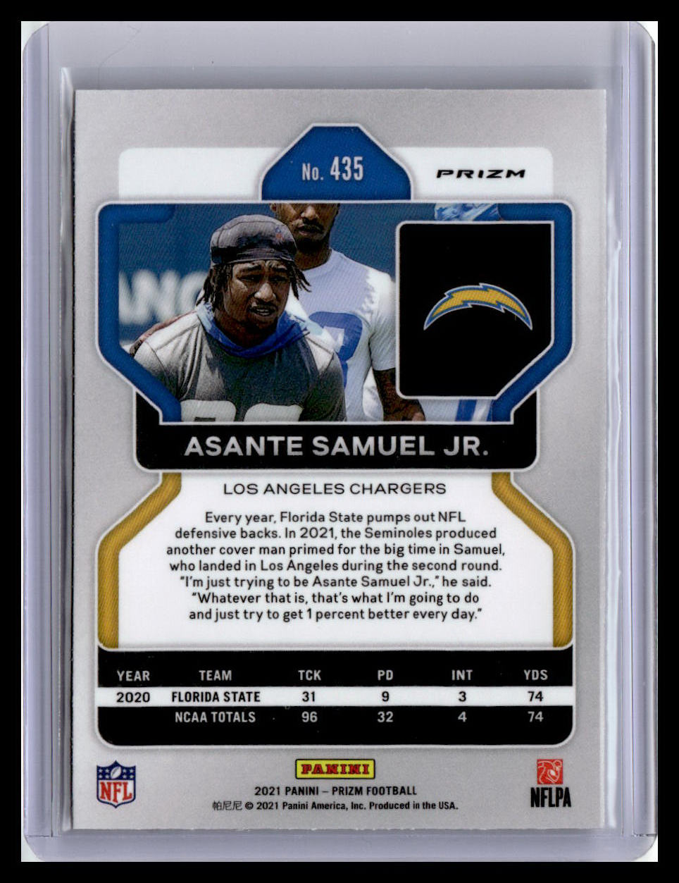 2021 Panini Prizm #435 Asante Samuel Jr. Silver