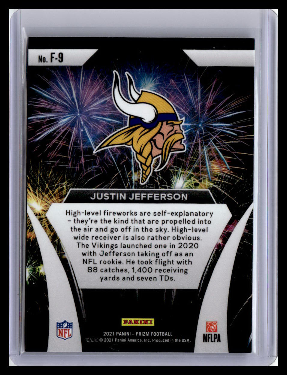2021 Panini Prizm #F-9 Justin Jefferson Fireworks