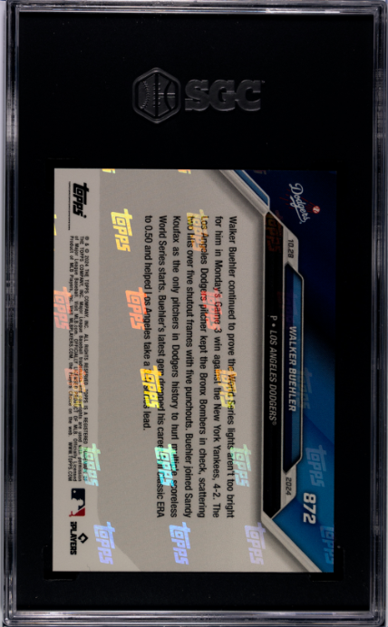 2024 Topps Now #872 Walker Buehler SGC 10