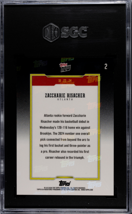 2024-25 Topps Now #2 Zaccharie Risacher SGC 10