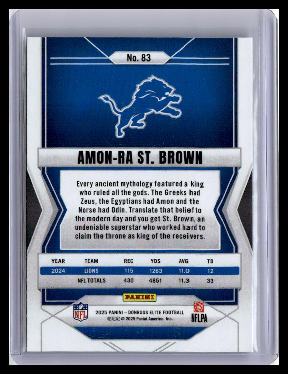 2025 Donruss Elite #83 Amon-Ra St. Brown