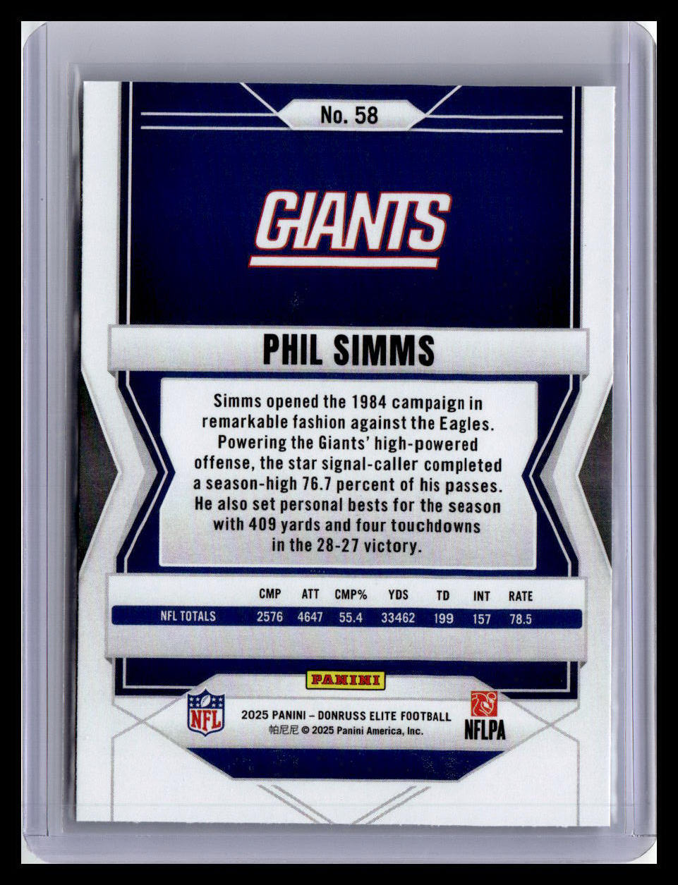 2025 Donruss Elite #58 Phil Simms