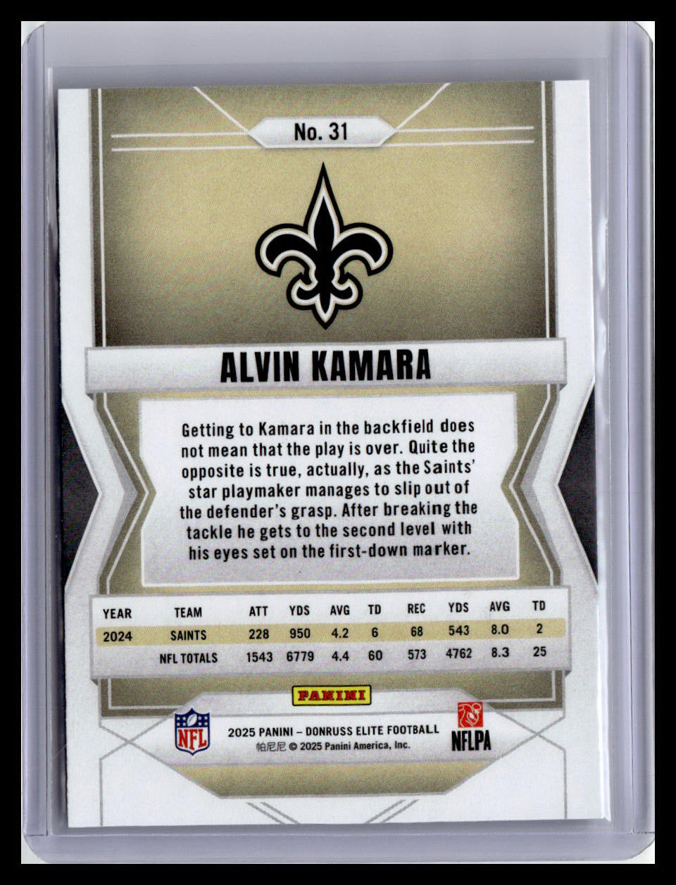 2025 Donruss Elite #31 Alvin Kamara