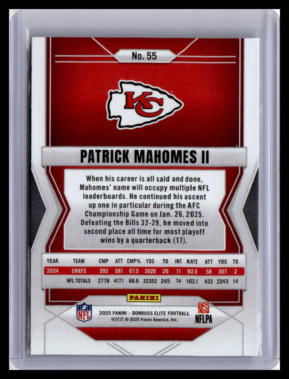 2025 Donruss Elite #55 Patrick Mahomes II