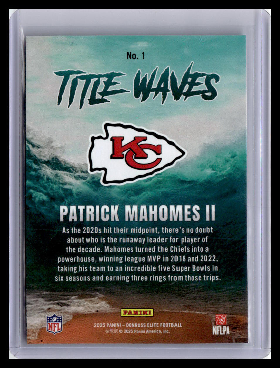 2025 Donruss Elite #1 Patrick Mahomes II Title Waves Green