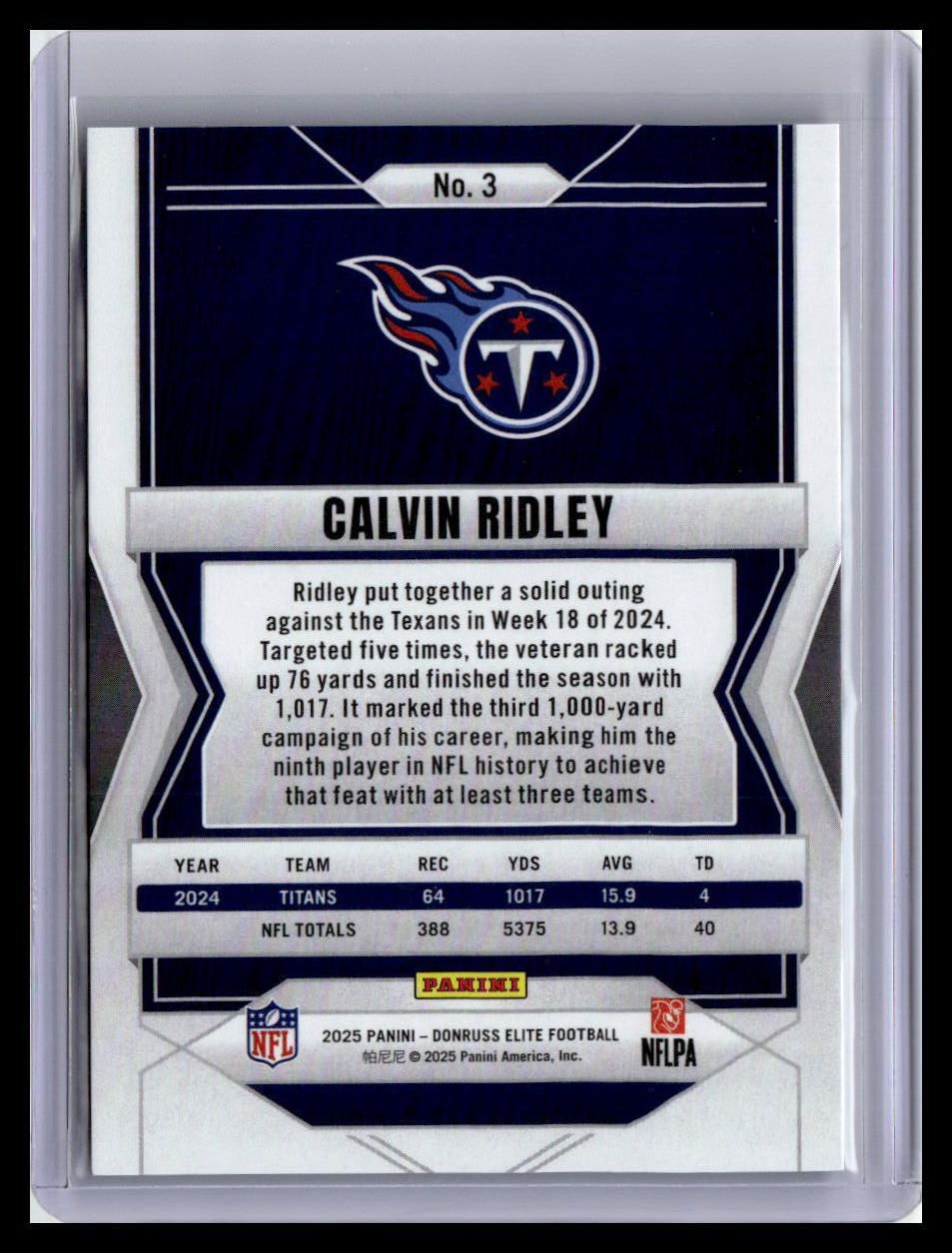 2025 Donruss Elite #3 Calvin Ridley Status Explosion #/999