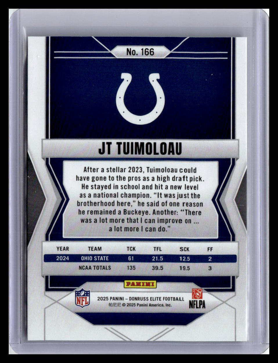 2025 Donruss Elite #166 JT Tuimoloau Green Disco
