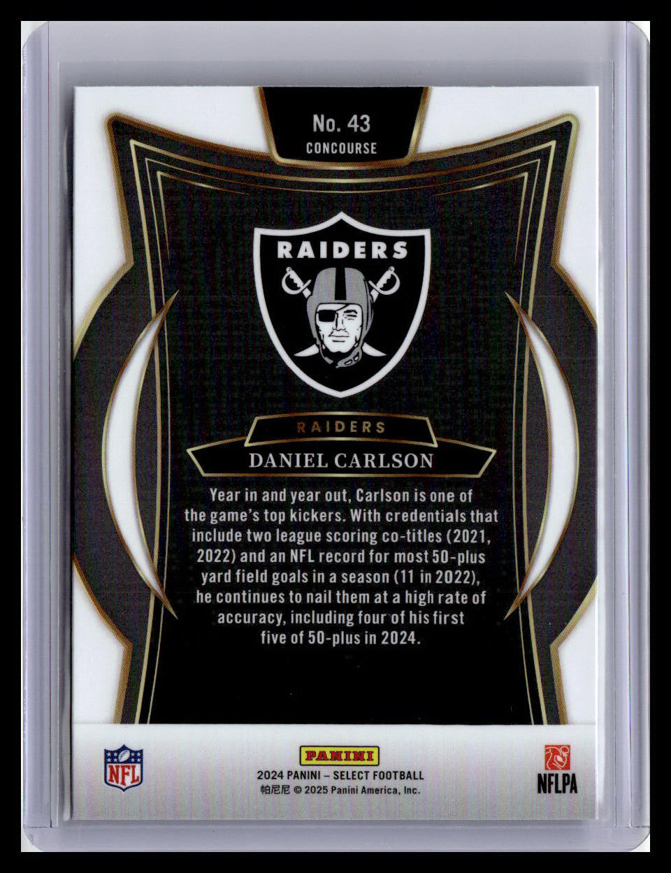 2024 Panini Select #43 Daniel Carlson
