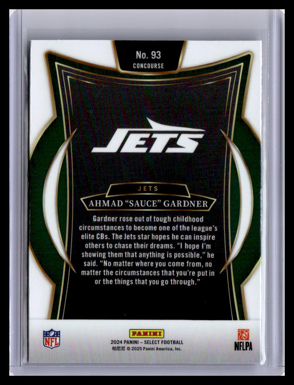 2024 Panini Select #93 Ahmad "Sauce" Gardner