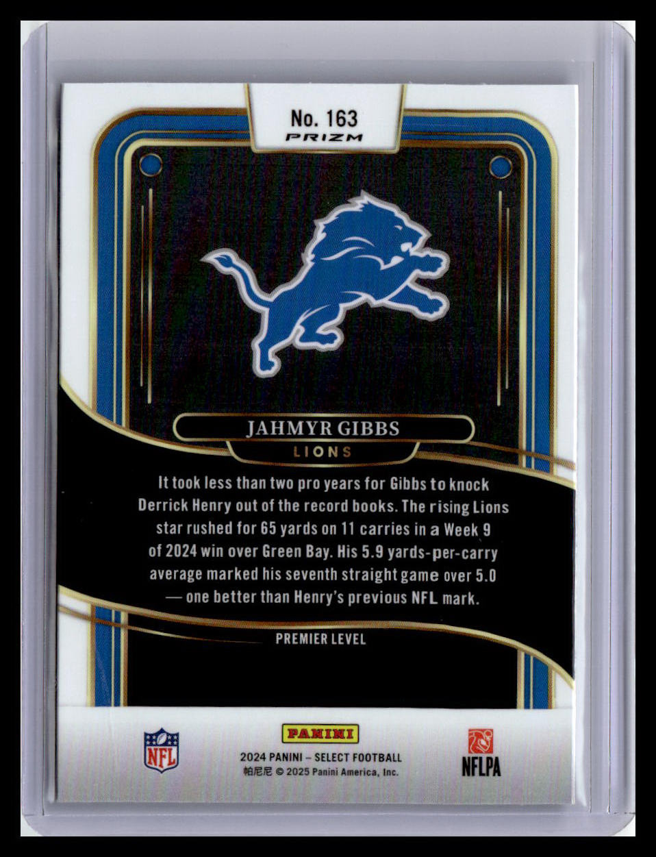 2024 Panini Select #163 Jahmyr Gibbs Red & Blue Prizm Shock