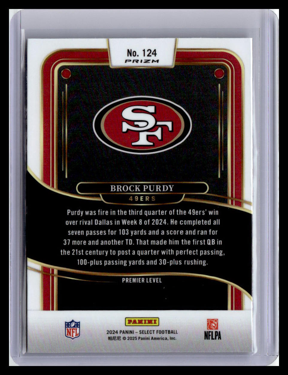 2024 Panini Select #124 Brock Purdy Black & Orange Prizm Shock
