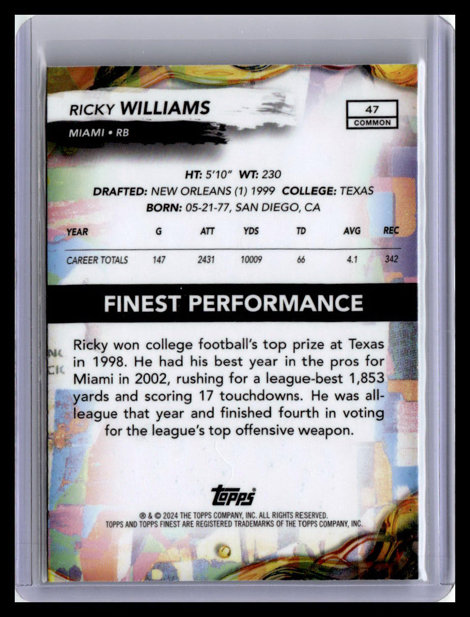 2024 Finest #47 Ricky Williams