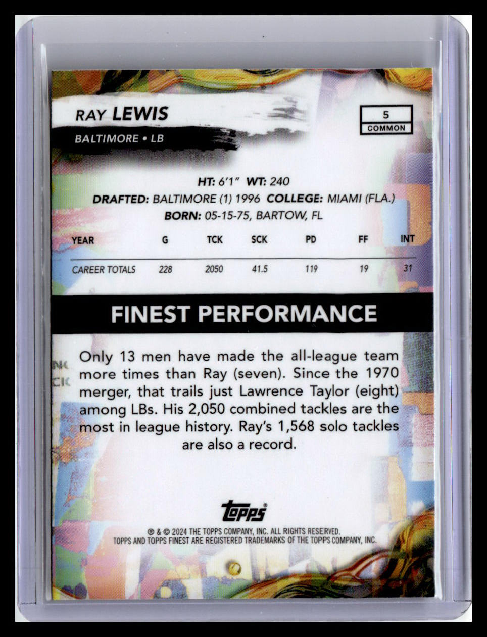 2024 Finest #5 Ray Lewis