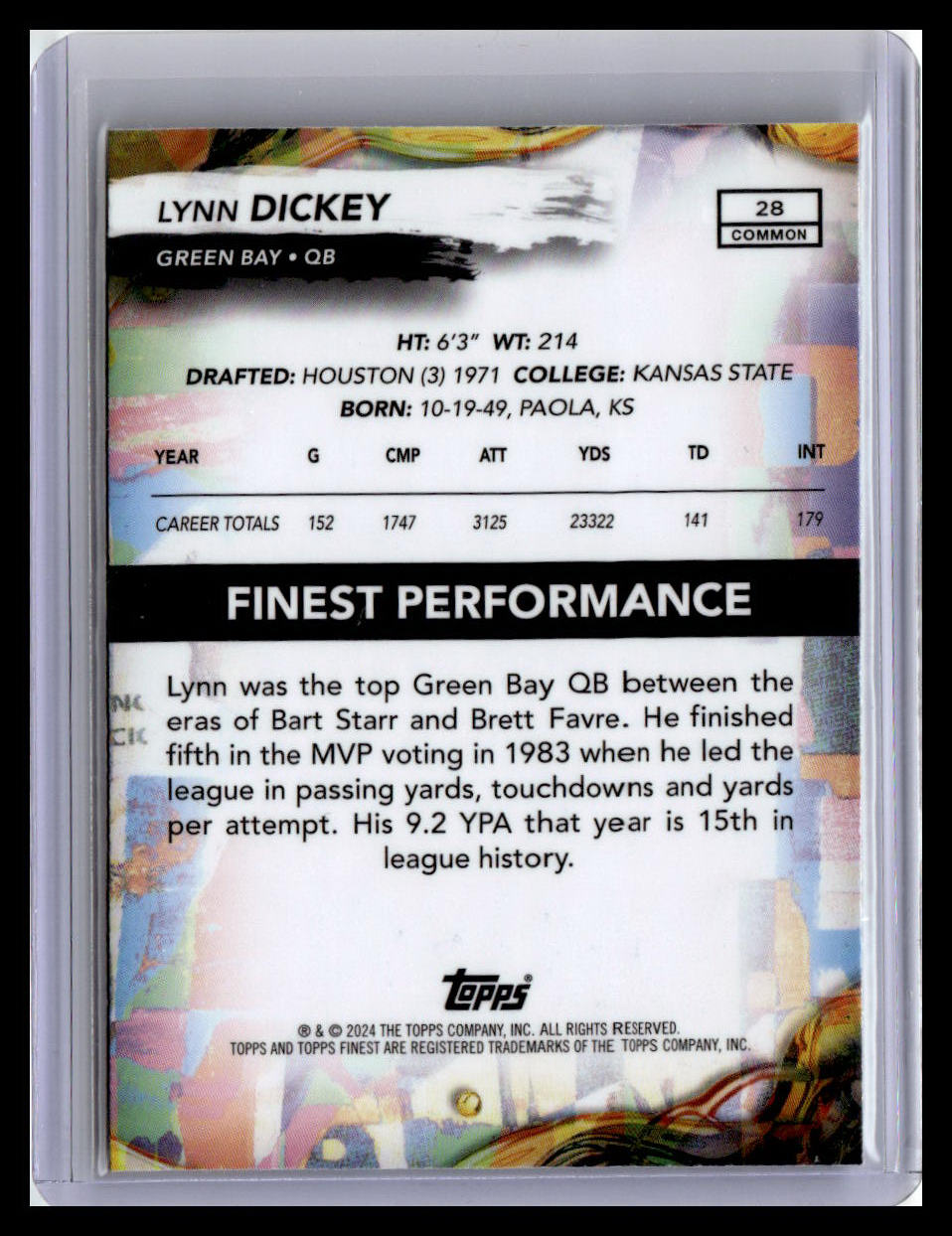 2024 Finest #28 Lynn Dickey