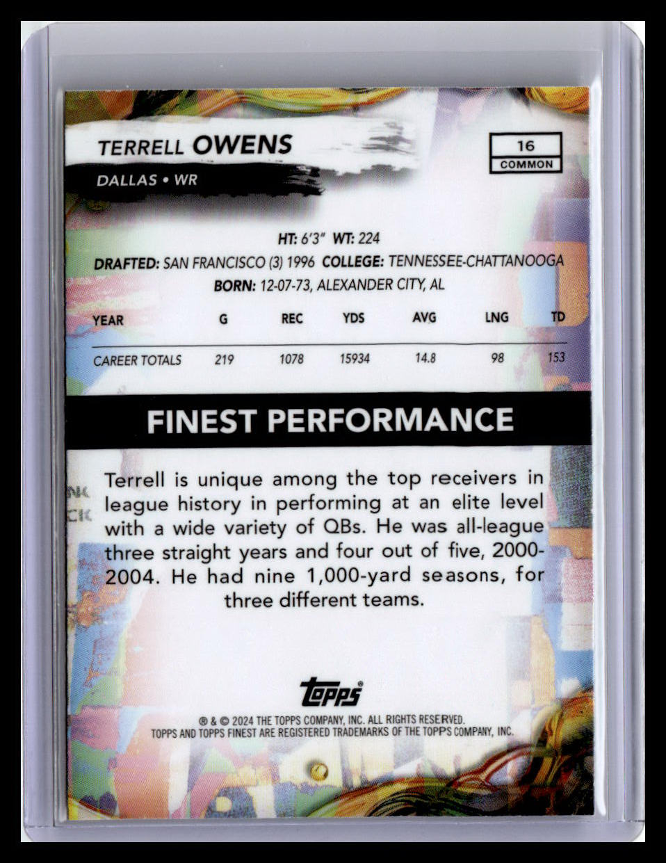 2024 Finest #16 Terrell Owens