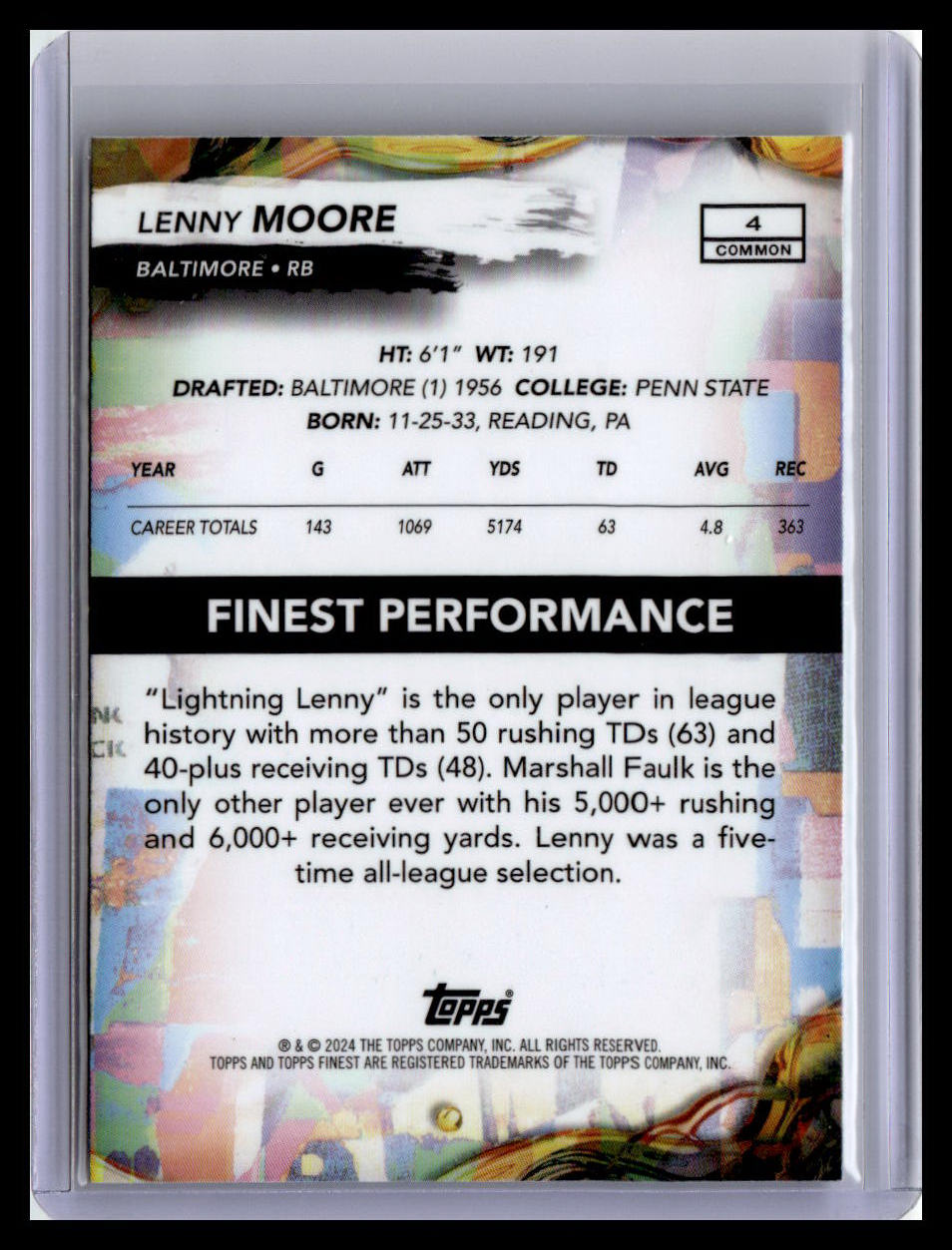 2024 Finest #4 Lenny Moore