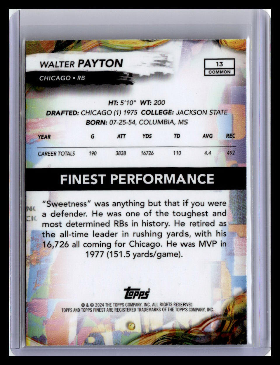 2024 Finest #13 Walter Payton