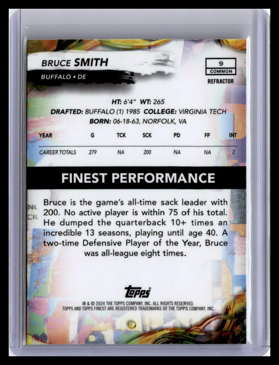 2024 Finest #9 Bruce Smith