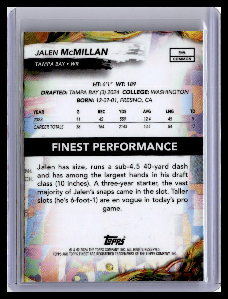 2024 Finest #96 Jalen McMillan