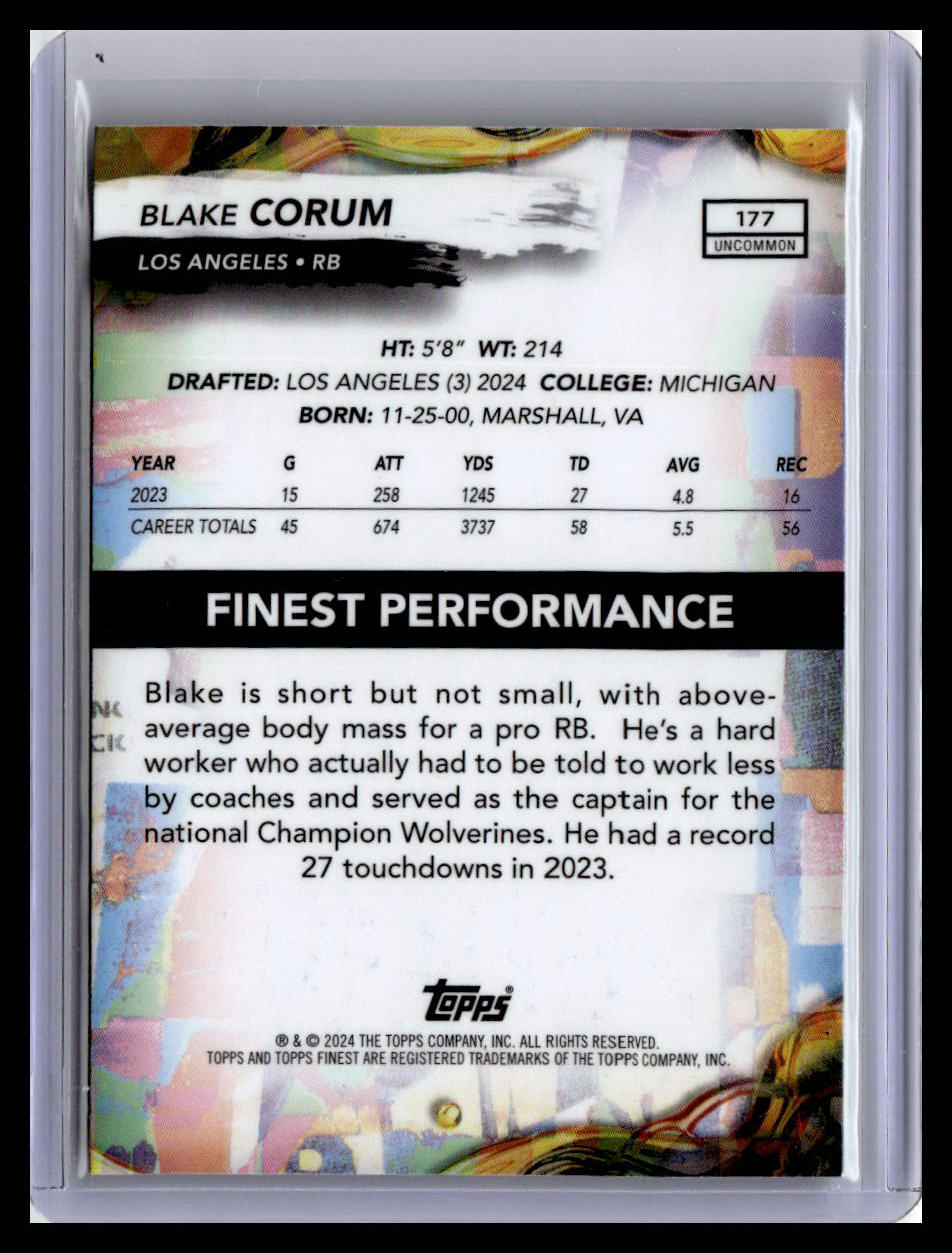 2024 Finest #177 Blake Corum Refractor