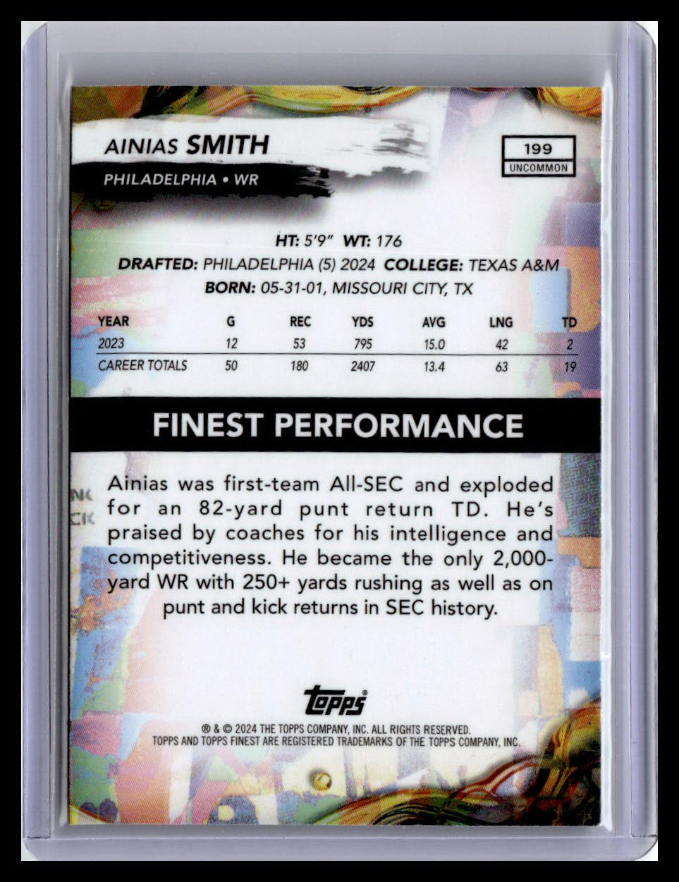 2024 Finest #199 Ainias Smith