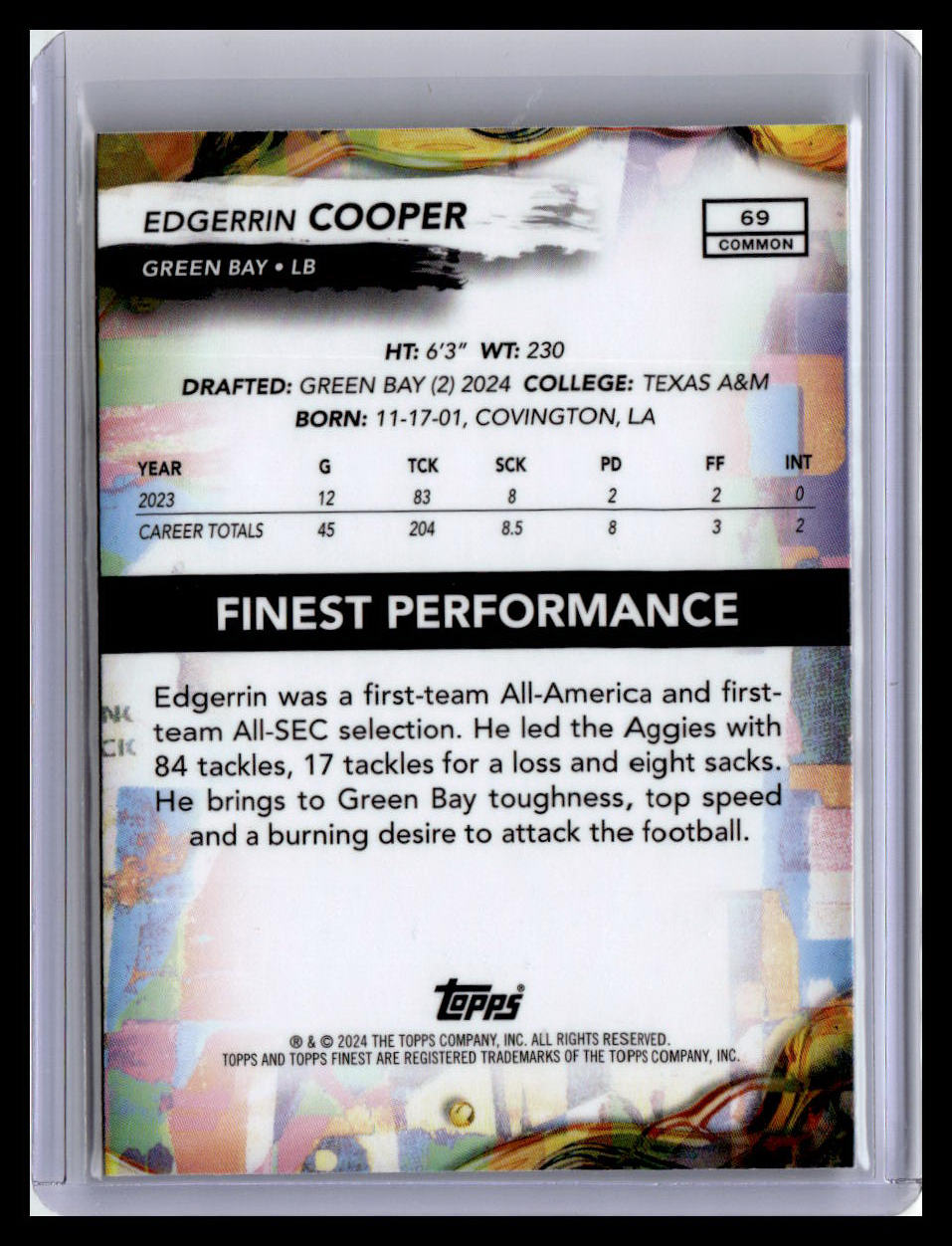2024 Finest #69 Edgerrin Cooper