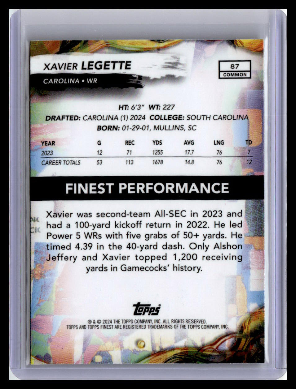 2024 Finest #87 Xavier Legette