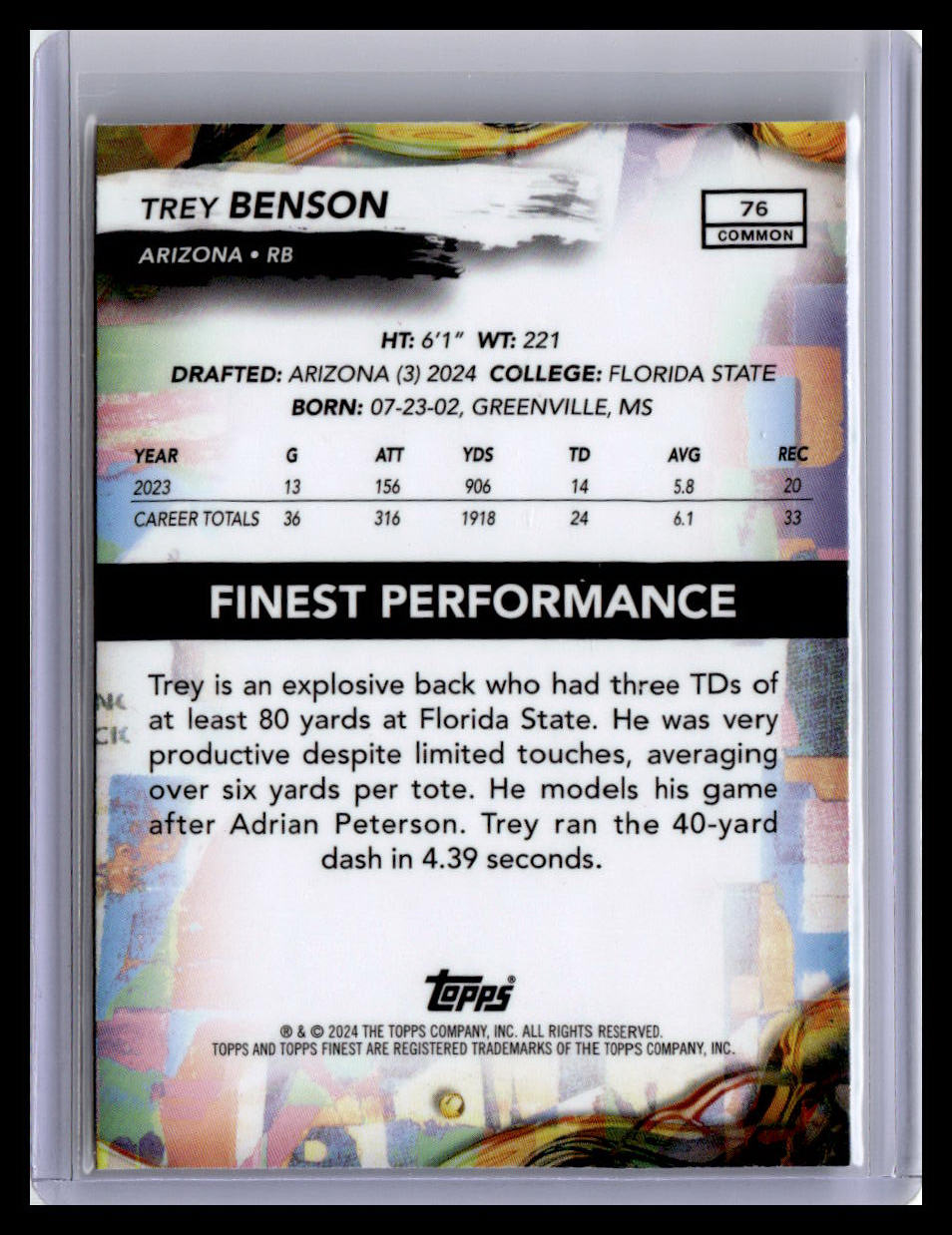 2024 Finest #76 Trey Benson
