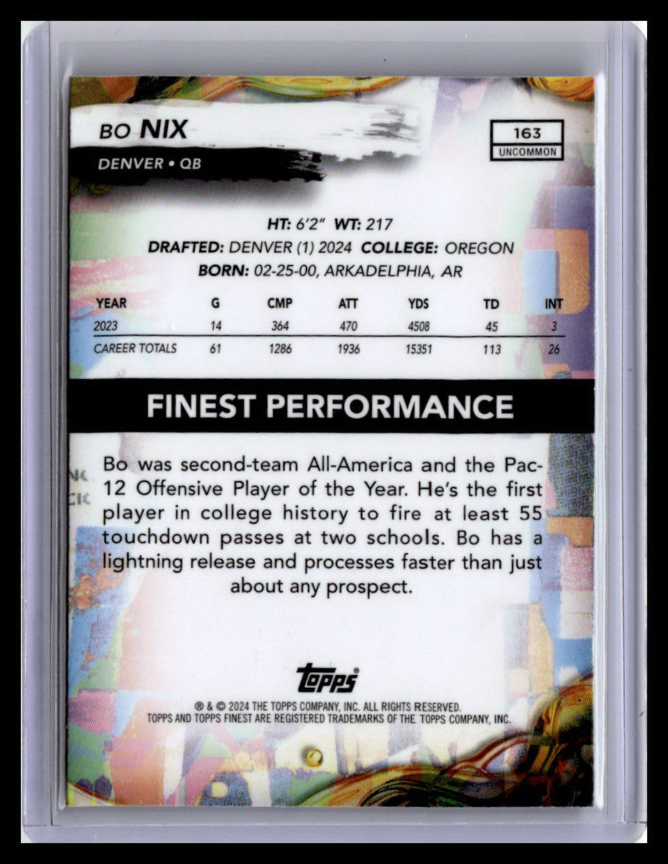 2024 Finest #163 Bo Nix