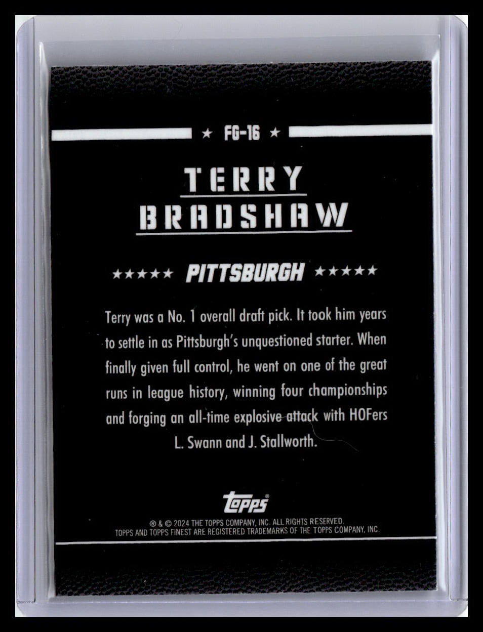 2024 Finest #FG-16 Terry Bradshaw Field Generals Checkerboard Refractor