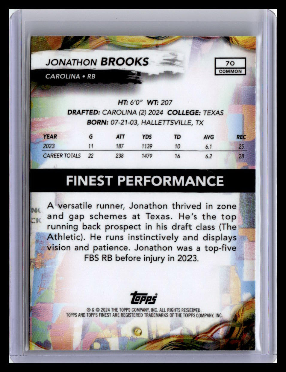 2024 Finest #70 Jonathon Brooks Checkerboard Refractor