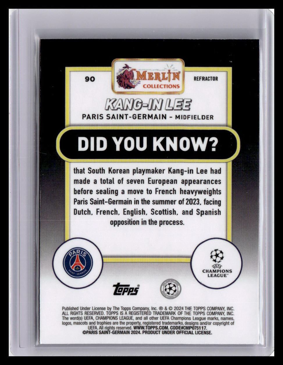 2023-24 Merlin UEFA Club Competitions #90 Kang-in Lee