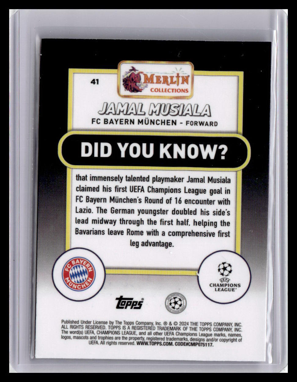 2023-24 Merlin UEFA Club Competitions #41 Jamal Musiala