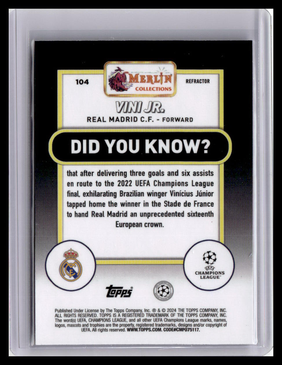 2023-24 Merlin UEFA Club Competitions #104 Vini Jr.